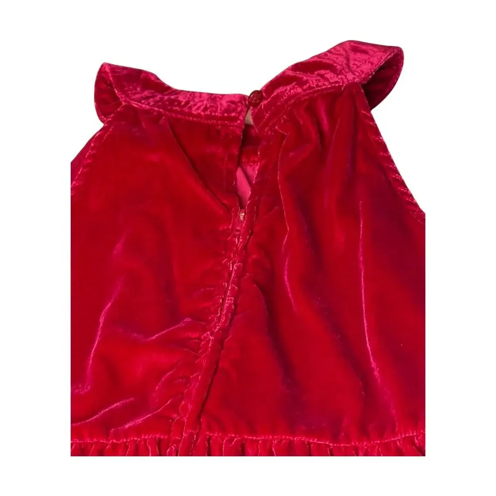 Gymboree Red Velvet Jumpsuit Girls 10 Holiday Christmas Red Velvet Bow Collar